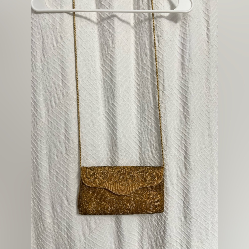 Vintage Nordstrom Gold Beaded Clutch